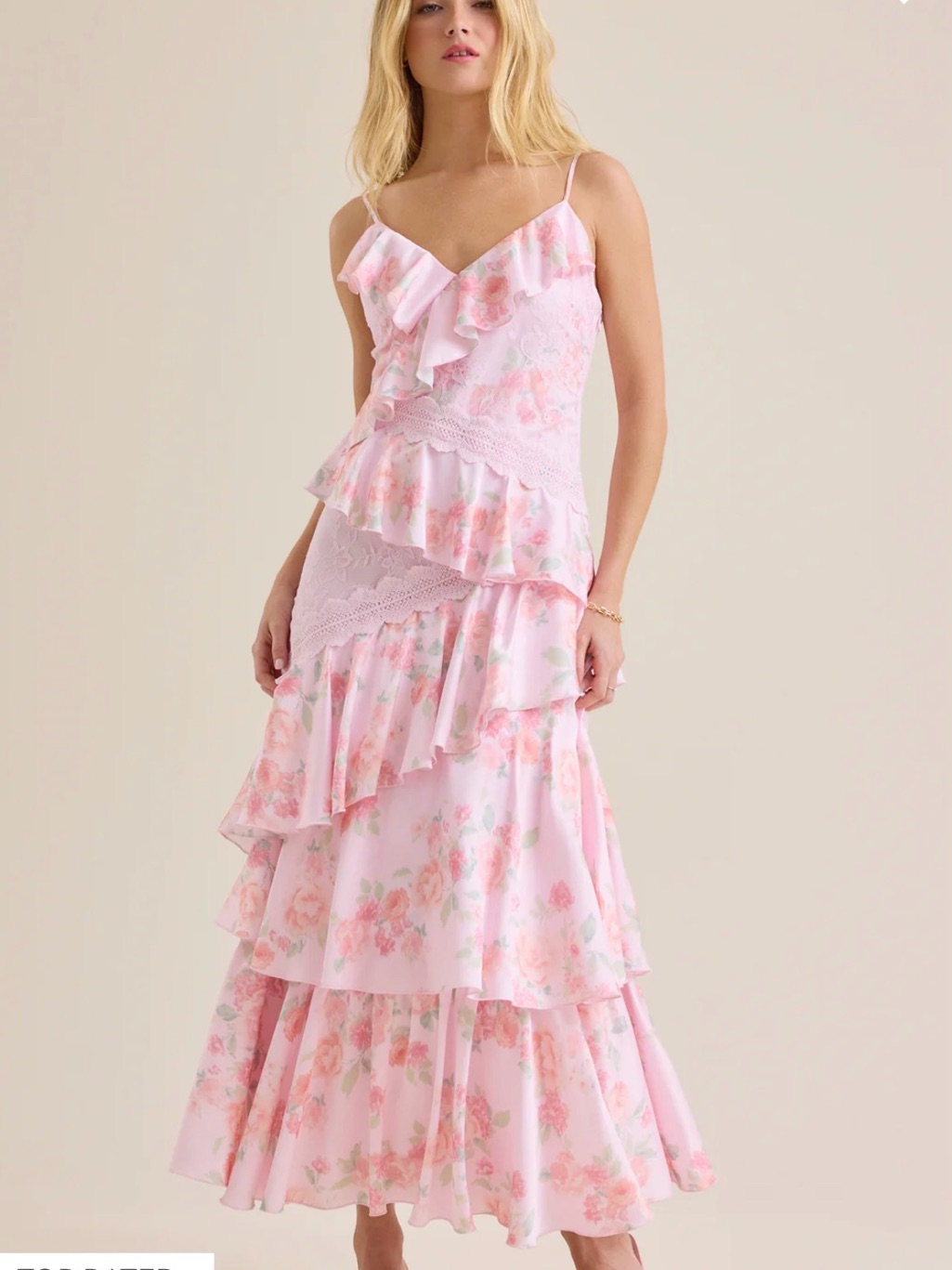 Altar'd State Pink Floral Ruffle Tiered Maxi Dress